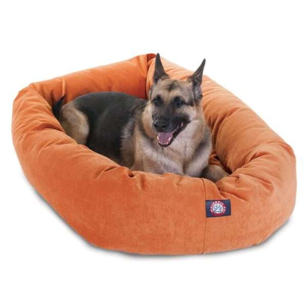 Majestic Pet Villa Micro-Velvet Bagel Dog Bed in Orange, Size: 52"L x 35"W 11"H | Polyester PetSmart