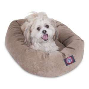 Majestic Pet Villa Micro-Velvet Bagel Dog Bed in Pearl, Size: 24"L x 19"W 7"H | Polyester PetSmart