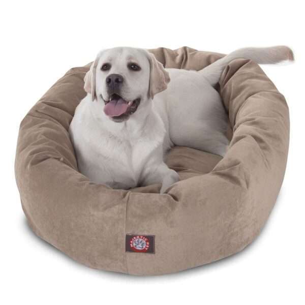 Majestic Pet Villa Micro-Velvet Bagel Dog Bed in Pearl, Size: 40"L x 29"W 9"H | Polyester PetSmart