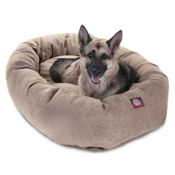 Majestic Pet Villa Micro-Velvet Bagel Dog Bed in Pearl, Size: 52"L x 35"W 11"H | Polyester PetSmart