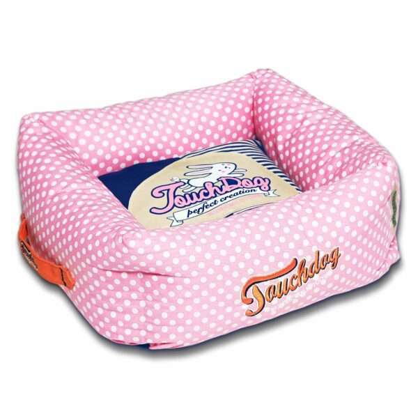 Pet Life Touchdog Polka Dot Bolster Dog Bed in Pink, Size: 23.6"L x 23.6W 9.9"H | Polyester/Nylon PetSmart