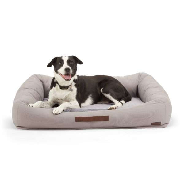 Reddy Canvas Cozy & Cool-Touch Dog Bed, 30" L X 40" W, Grey, Large
