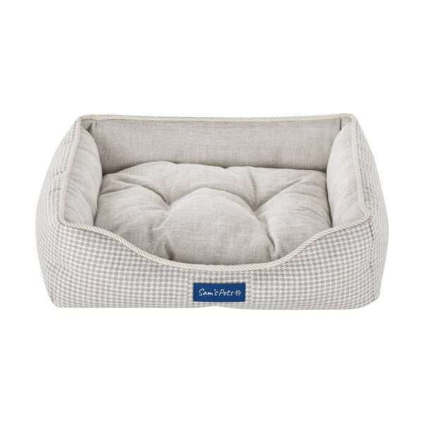 Sam's Pets Arlo Plaid Dog Bed, 15.5" L X 18.5" W X 4.5" H, Brown, X-Small