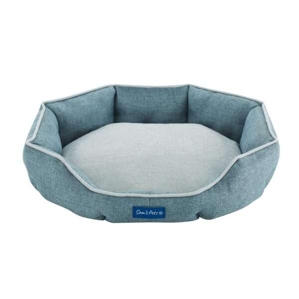 Sam's Pets Arthur Hexagon Dog Bed, 19.5" L X 22.5" W X 5.5" H, Teal, Medium