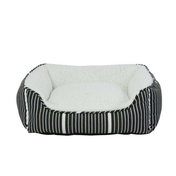 Top Paw Black and White Striped Cuddler Dog Bed, Size: 18"L x 22"W 6.5"H | Polyester PetSmart