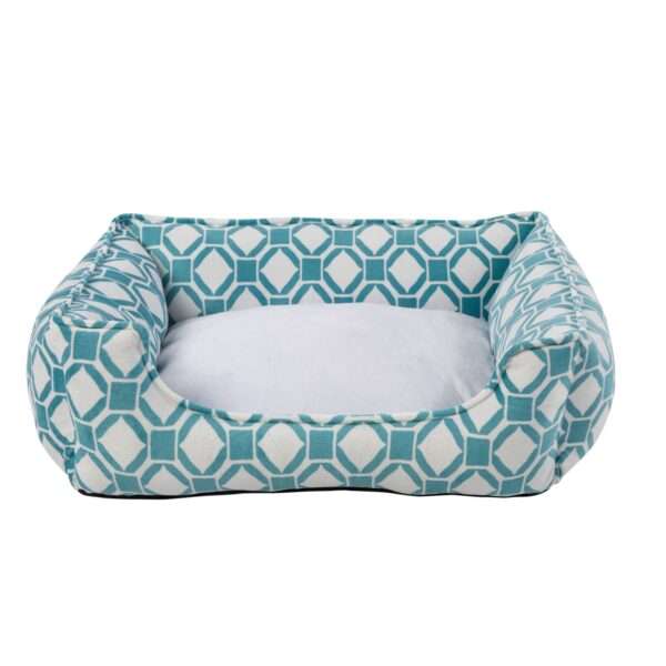 Top Paw Blue Geometric Cuddler Dog Bed, Size: 18"L x 20"W 6.5"H | Polyester PetSmart