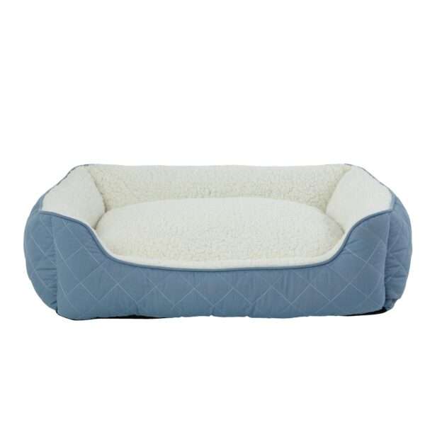 Top Paw Quilted Cube Classic Cuddler Dog Bed in Blue, Size: 22"L x 28"W 7.5"H | Polyester PetSmart