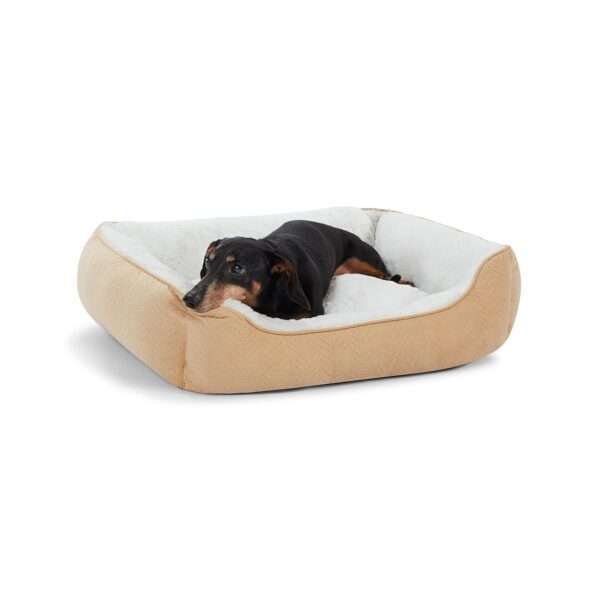 Top Paw Tan Pintuck Cuddler Dog Bed, Size: 22"L x 28"W 7.5"H | Polyester PetSmart