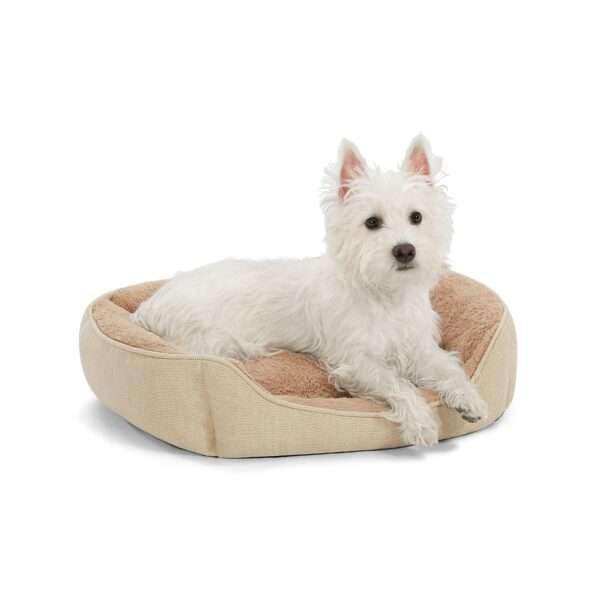 Top Paw Tan Weave Cuddler Dog Bed, Size: 18"L x 22"W 6.5"H | Polyester PetSmart