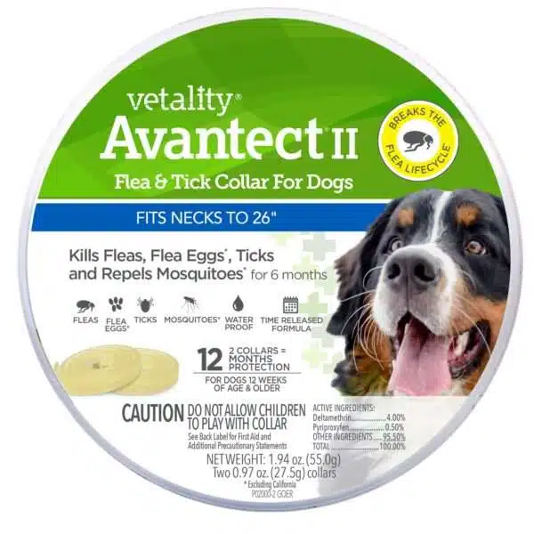 Vetality Avantect II Flea & Tick Dog Collar, Pack of 2, Large, Off-White