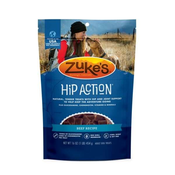 Zukes Hip Action Beef Dog Treats with Glucosamine & Chondroitin - 1 lb Bag