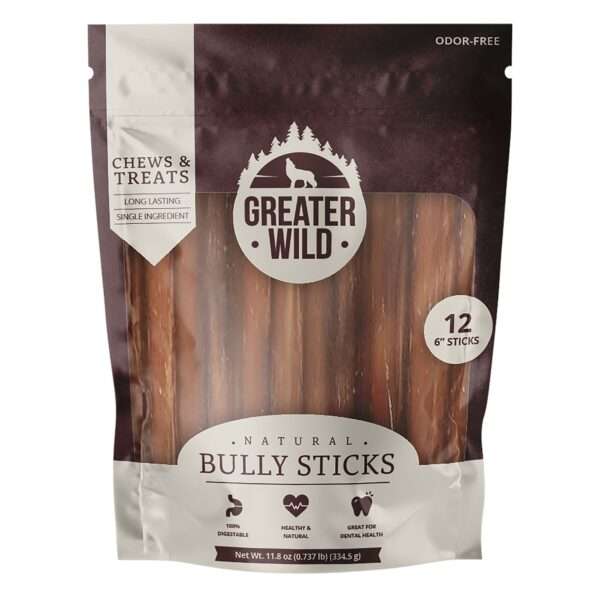 Greater Wild 6" Bully Stick All Life Stage Dog Chew Treat, Size: 12 Count | PetSmart