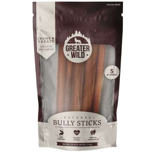 Greater Wild 6" Bully Stick All Life Stage Dog Chew Treat, Size: 5 Count | PetSmart
