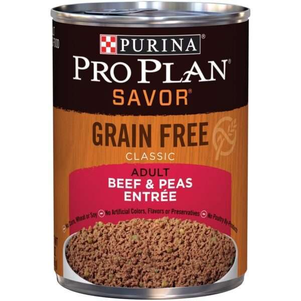 Purina Pro Plan Savor Grain Free Classic Adult Beef & Peas Entree Canned Dog Food - 13 oz, case of 12