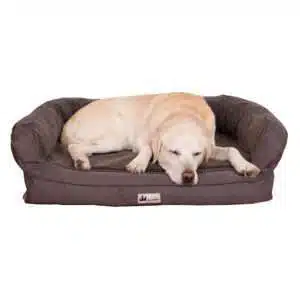 3 Dog Personalized EZ Wash Fleece Bolster Dog Bed, 48" L X 31" W X 10" H, Chocolate, Large, Grey