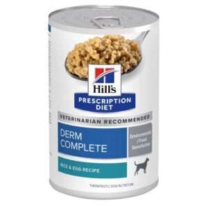 Hill's Prescription Diet Canine Derm Complete Environmental / Food Sensitivities Rice & Egg Recipe Wet Dog Food - 13 oz can, case of 12