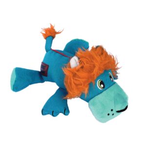 KONG Cozie Ultra Lucky Lion Chew Dog Toy, Large, Blue / Orange