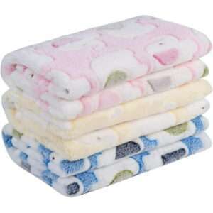 1 Pack 3 Puppy Blankets Soft Warm Sleep Mat Print Blanket Fluffy Fleece Pet Blanket Throw Dog Blankets for Small Dogs