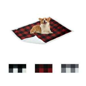 24 x32 Waterproof Pee Proof Dog Blanket Red and Black Buffalo Plaid Blanket for Bed Couch Sofa Durable Washable Furniture Protector