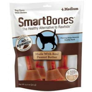 4 count SmartBones Medium Chicken and Peanut Butter Bones Rawhide Free Dog Chew