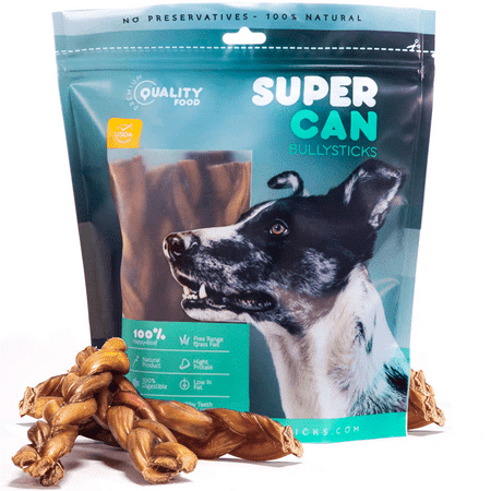 6-inch Braided Bully Sticks for Dogs 10-Pack Premium All Natural Treats for Dogs. Long Lasting Dental Chews for Puppies and Large Dogs