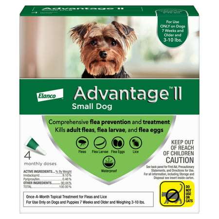 Advantage II Vet-Recommended Flea Prevention for Small Dogs 3-10 lbs 4 Monthly Treatments