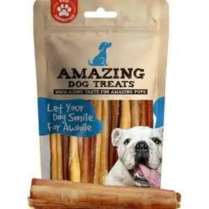 Amazing Dog Treats 6 Inch Straight Bully Sticks [Jumbo] (5 Pack) -Beef Dog Chews - All Natural Rawhide Alternative - Long Lasting Dog Treat - 100% Beef Bully Bones - 6 Inch Thick - Jumbo (5 oz)
