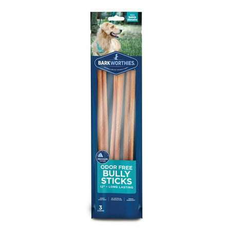 Barkworthies 12 Odor Free Bully Stick - 3 ct