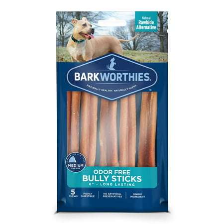 Barkworthies Odor-Free Bully Sticks - Healthy Dog Chews - Protein-Packed Highly Digestible All-Natural Rawhide Alternative Dog Treats - Promotes Dental Health