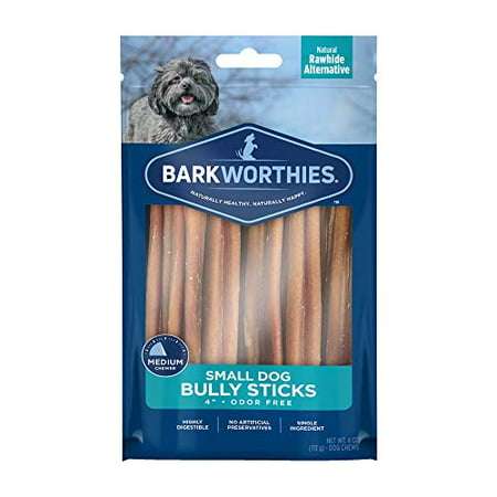 Barkworthies Odor Free Bully Sticks Small Dog Chews 4 in