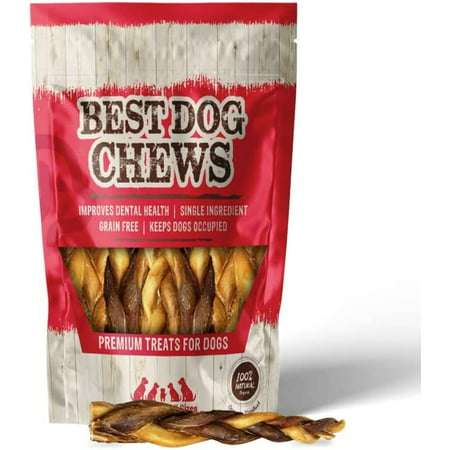 Best Dog Chews Braided Bully Sticks - 100% Natural Grass-Fed Beef Odor And Rawhide Free For All Breed Sizes Dogs and Puppies Fully Digestible Detal Treat Long Lasting Pizzle Chews 12 inch (6 Count)