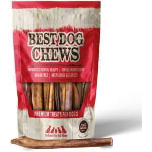 Best Dog Chews Super Jumbo Bully Sticks for Dogs 100% Natural Long Lasting - Thick Dog Treats with Protein & Vitamins - Grass Fed Beef Sticks Rawhide Free for All Breed Sizes - 12 inch (3 Count)
