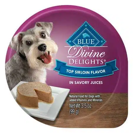 Blue Buffalo Delights Natural Adult Small Breed Wet Dog Food Cup Top Sirloin Flavor in Savory Juice 3.5-oz (Pack of 12)