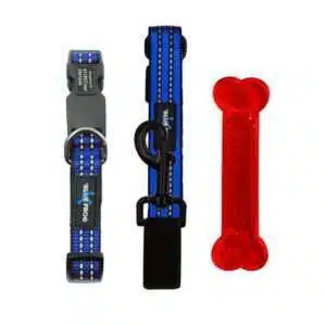 Blue Frog Track N Guard 3 IN 1 Bundle with Blue Bungee Leash Blue 1X Dog Collar Medium Plus Red Toy