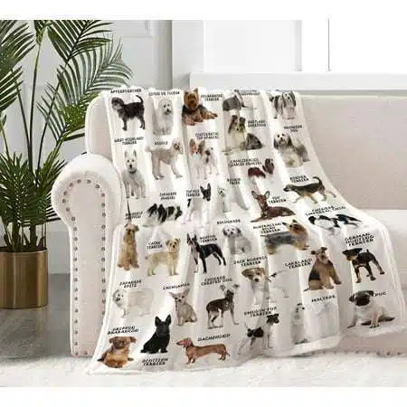 Dog Blanket for Teens Boys Girls Ultra Soft Dog Throw Blanket for Dog Lovers Lightweight Warm Cozy Blanket with Dog Pattern Plush Gifts for Christmas Thanksgiving Bed Couch Sofa 50x60in