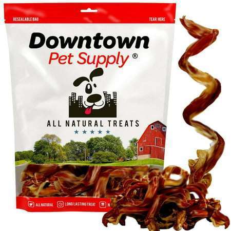 Downtown Pet Supply Bully Sticks for Large Dogs Spiral Dog Dental Treats 5 Pack