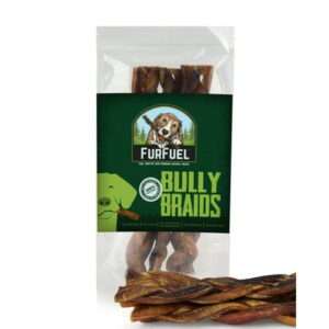 FurFuel Braided Bully Sticks for Dogs 5 Pack. 6 Inch Dog Chews. All Natural Bully Sticks are Odor Free. 100% Beef Pizzle from Free Range Grass-Fed Cattle.