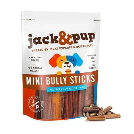 Jack & Pup Mini Bully Sticks Dog Treats 6 oz Bag