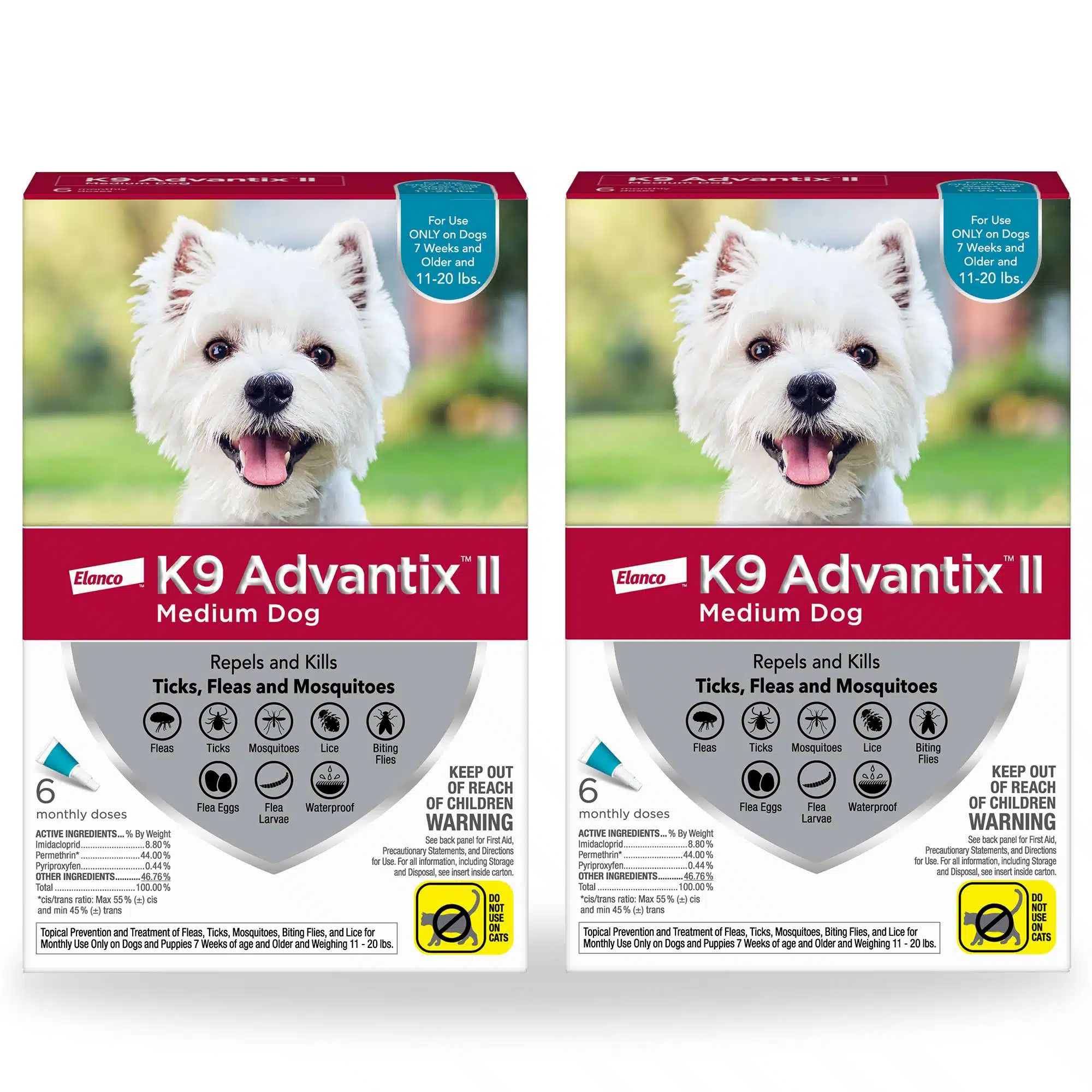 K9 Advantix II Topical Medium Dog Flea & Tick Treatment, 2 Packs of 6, 12 CT