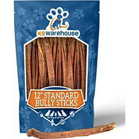 K9warehouse Bully Sticks for Dogs - Standard Size - 12 inch (25 Count)