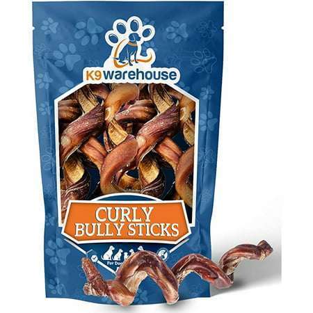K9warehouse Curly Bully Sticks (Rich in Proteins Essential Nutrients) - 5-8 Inch Bully Springs Dental Chews for Dogs (6 Pack)