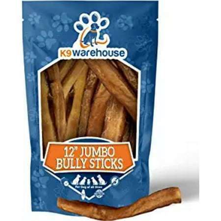 K9warehouse Jumbo Bully Sticks for Dogs - 12 inch (50 Count)