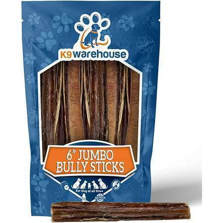 K9warehouse Jumbo Bully Sticks for Dogs - 6 inch (25 Count)