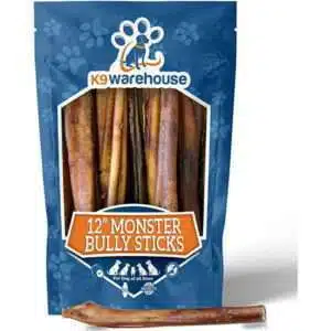 K9warehouse Super Jumbo Bully Sticks for Dogs - Thick - 12 inch (3 Count)