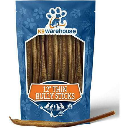 K9warehouse Thin Bully Sticks for Dogs - 12 inch (12 Count)