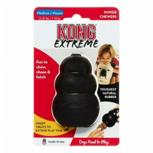 KONG - Extreme Dog Toy - Toughest Natural Rubber Black - Fun to Chew Chase and Fetch - for Medium 2PK