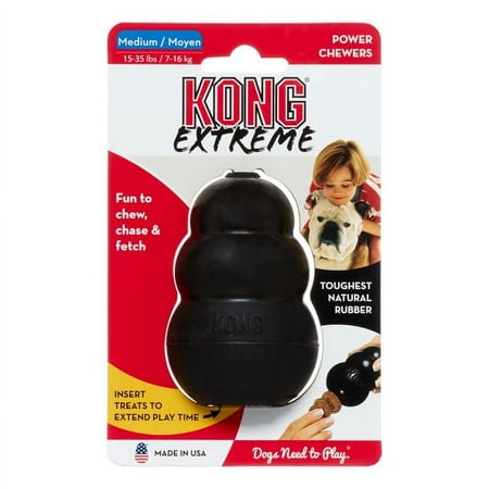 KONG - Extreme Dog Toy - Toughest Natural Rubber Black - Fun to Chew Chase and Fetch - for Medium 2PK