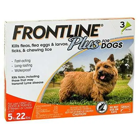 Merial Frontline Plus Flea and Tick Control for 5-22 Pound Dog NEW-FREE SHIPPING