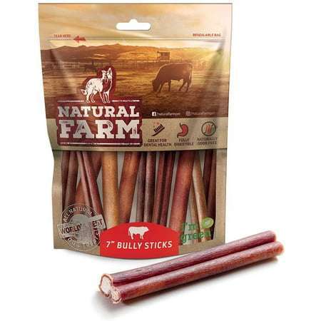 Natural Farm Bully Sticks for Dogs Odor-Free 7 Inches 10 Pack
