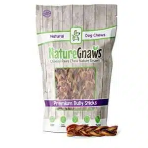 Nature Gnaws Braided Bully Sticks 5-6 (3 Count) - Premium Natural Beef Dog Chew Treats